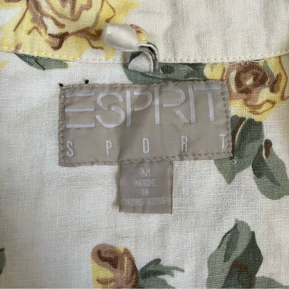 Vintage ESPRIT Sport 80s 90s Floral Rose Print Linen Cotton Blend Jacket size M - Picture 5 of 11